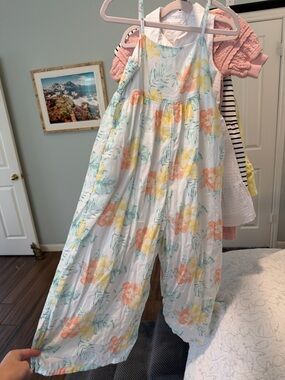 Janie and Jack White Floral Wide-Leg Girls' Jumpsuit